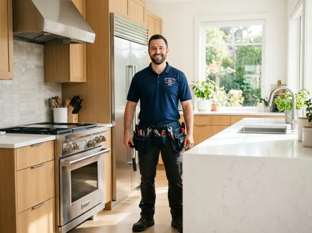 Appliance Repair Hero technician in a Andover, NJ kitchen after an appliance repair